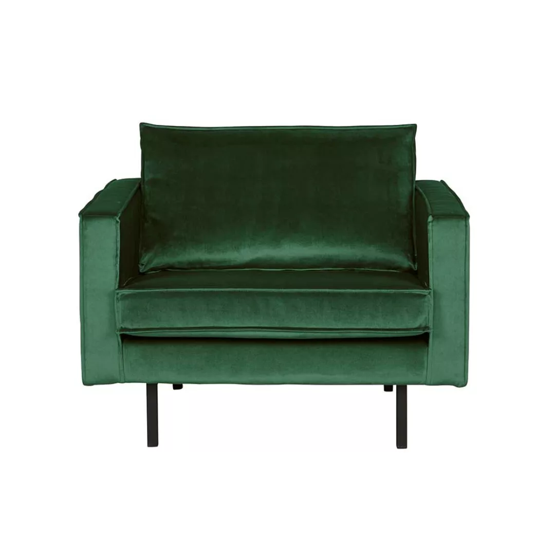 Retro Sessel in Grün Samtbezug günstig online kaufen