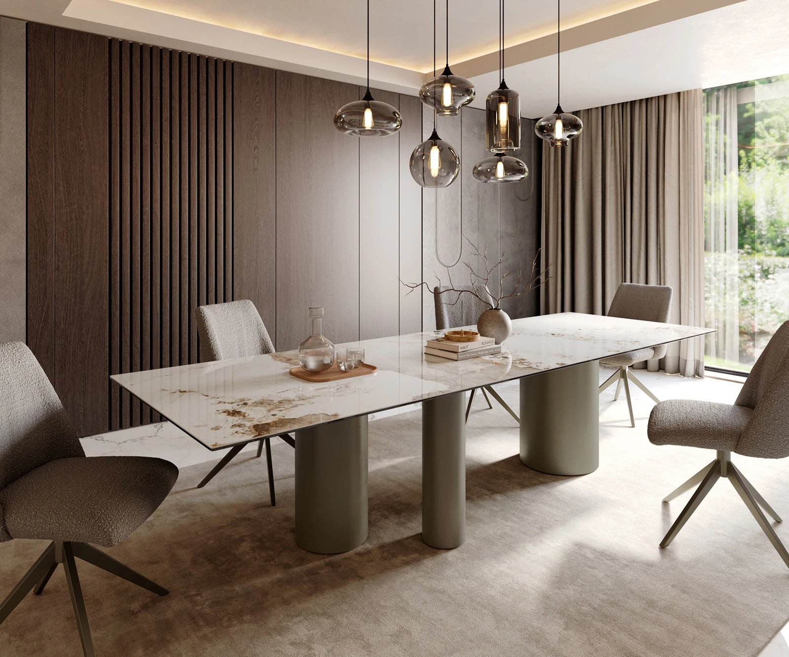 Esstisch Edge 300x100 Keramik Minas Melange Weiß-Beige Troa Metall Effektfi günstig online kaufen