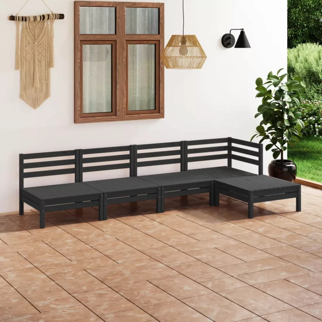 5-tlg. Garten-lounge-set Massivholz Kiefer Schwarz günstig online kaufen