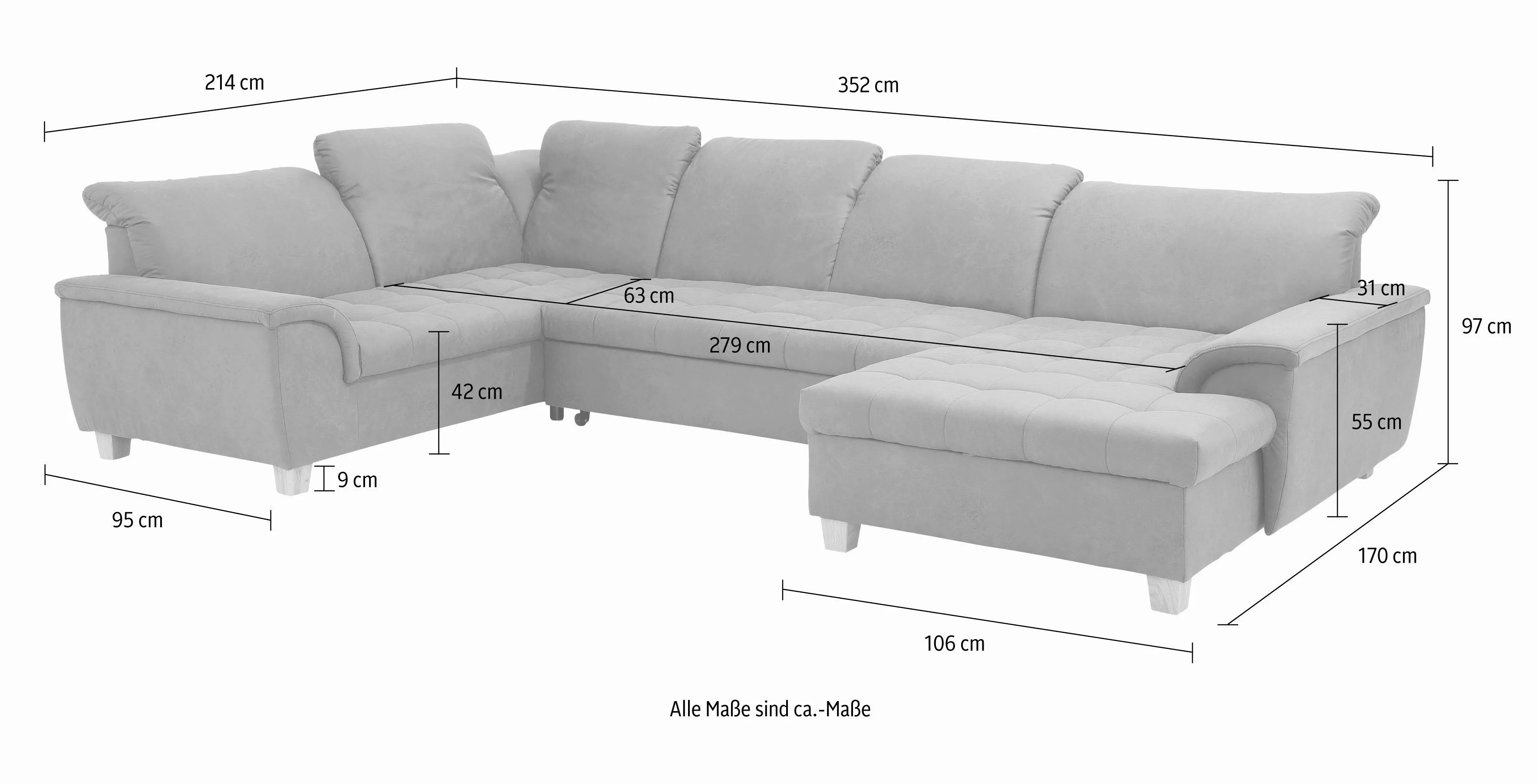 Home affaire Wohnlandschaft Lyla U-Form, wahlweise mit Rückenfunktion und z günstig online kaufen