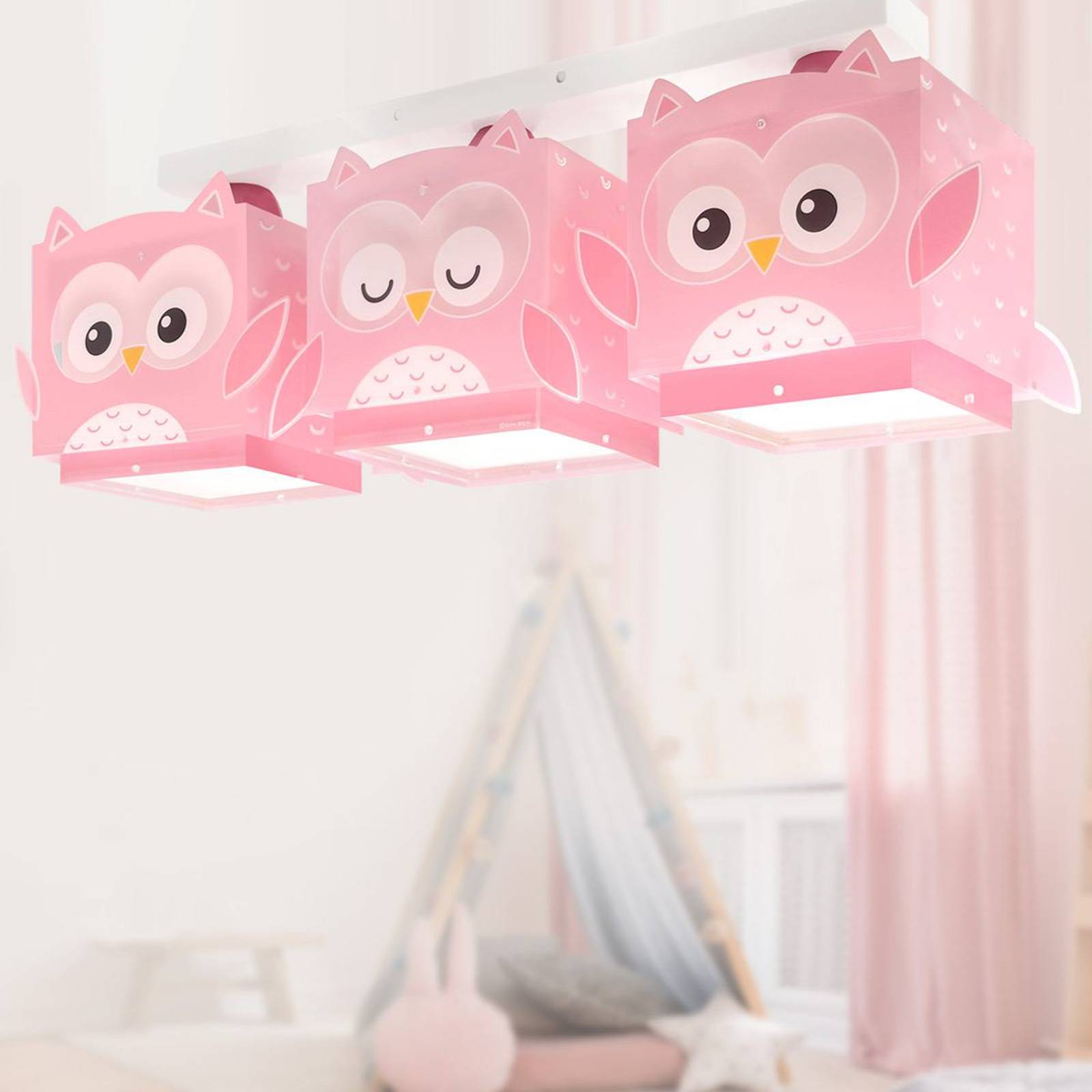 Dalber Hängeleuchte Little Owl, rosa, 3-flammig, E27 günstig online kaufen