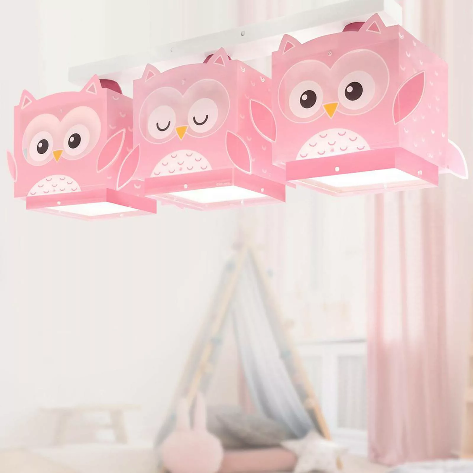 Dalber Hängeleuchte Little Owl, rosa, 3-flammig, E27 günstig online kaufen