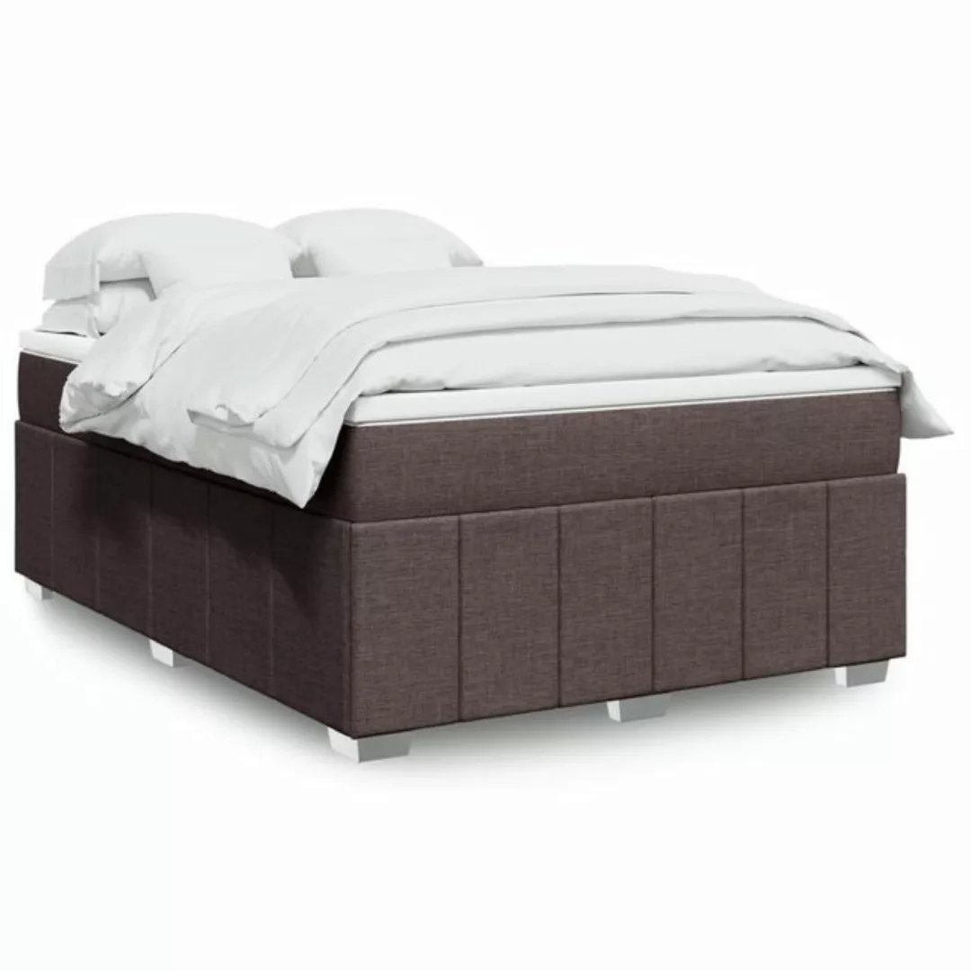 vidaXL Boxspringbett, Boxspringbett mit Matratze Dunkelbraun 140x200 cm Sto günstig online kaufen