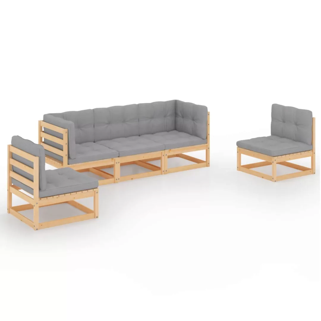 5-tlg. Garten-lounge-set Mit Kissen Kiefer Massivholz günstig online kaufen