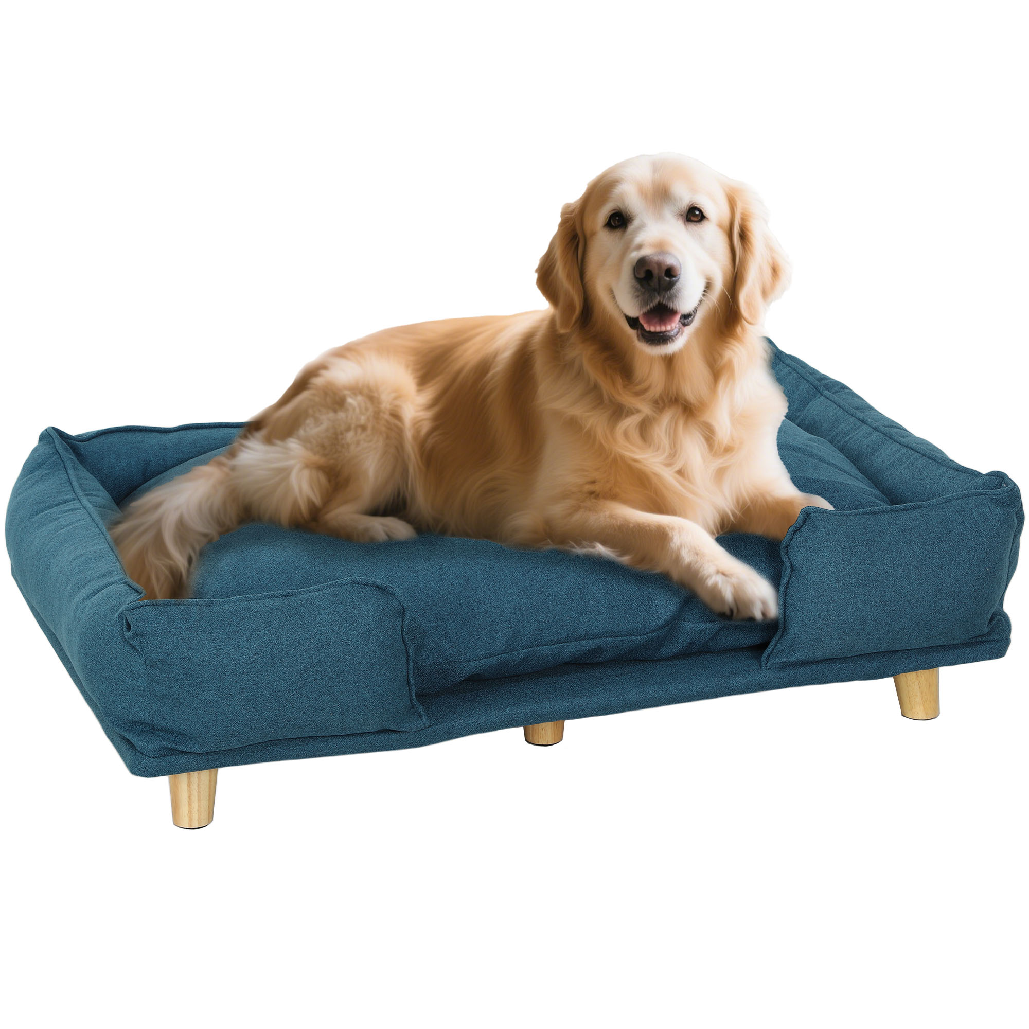 PawHut Hundebett Hundekissen Hundekörbchen Hundesofa Holzbeine, Polyester, günstig online kaufen