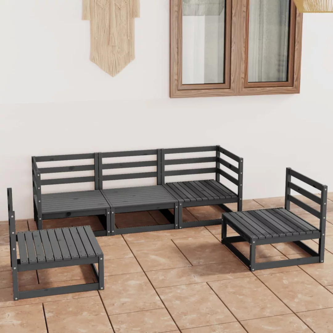 5-tlg. Garten-lounge-set Grau Kiefer Massivholz günstig online kaufen