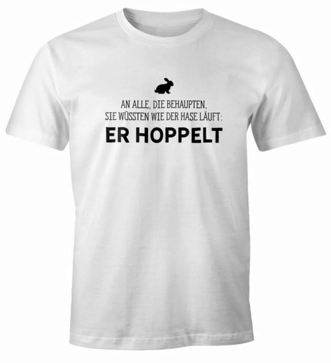 MoonWorks Print-Shirt Herren T-Shirt Spruch an alle die wissen wie der Hase günstig online kaufen