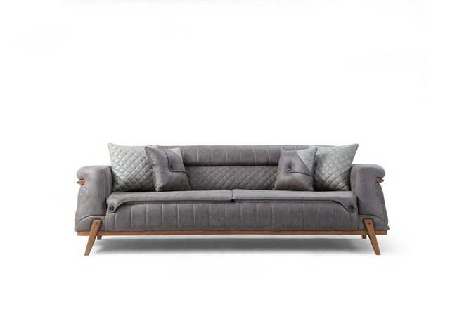 JVmoebel 3-Sitzer Luxuriöse Dreisitzer Couch Graue Wohnzimmer Polstermöbel günstig online kaufen