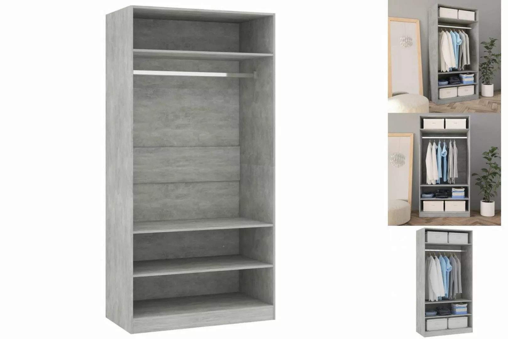 vidaXL Kleiderschrank Kleiderschrank Betongrau 10050200 cm Spanplatte günstig online kaufen