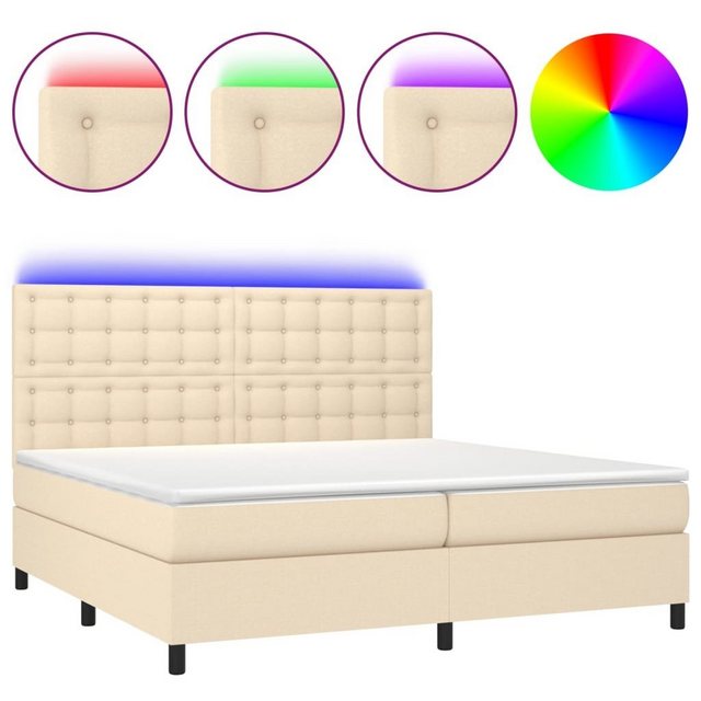 vidaXL Bettgestell Boxspringbett mit Matratze LED Creme 200x200 cm Stoff Be günstig online kaufen