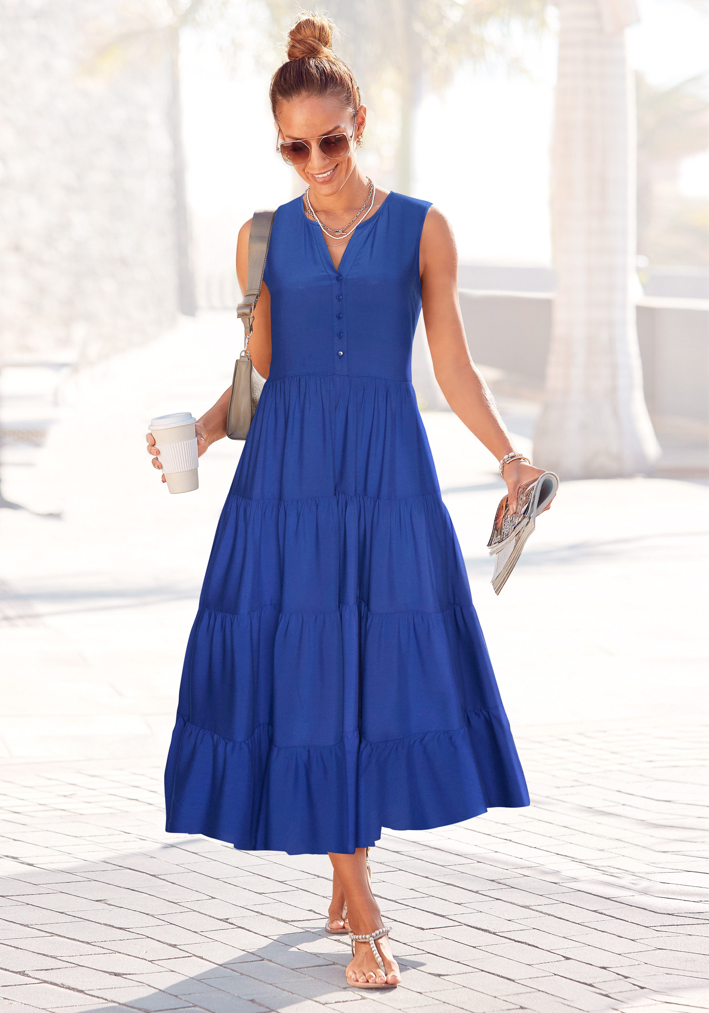 LASCANA Maxikleid, mit Volants günstig online kaufen