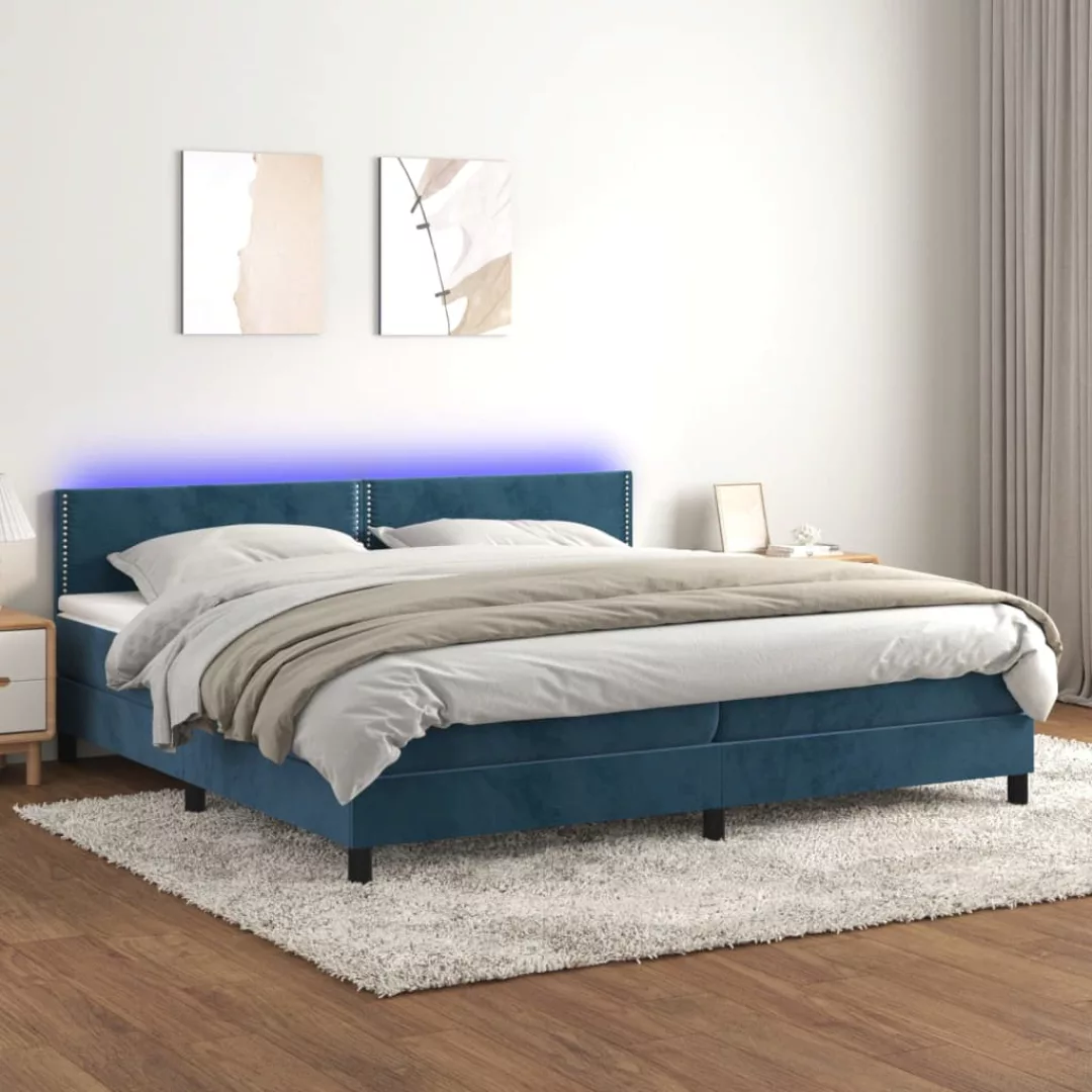 Vidaxl Boxspringbett Mit Matratze & Led Dunkelblau 200x200 Cm Samt günstig online kaufen