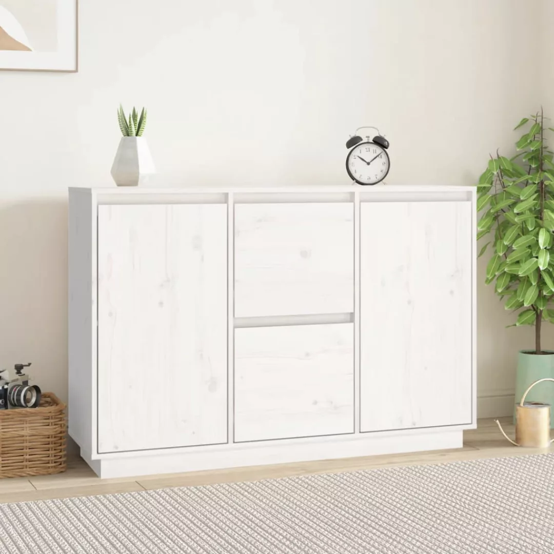 Vidaxl Sideboard Weiß 111x34x75 Cm Massivholz Kiefer günstig online kaufen