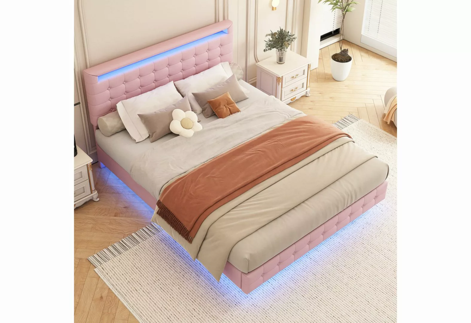 KoDise Polsterbett Bettgestell 140*200cm Doppelbett mit LED, Verstellbares günstig online kaufen