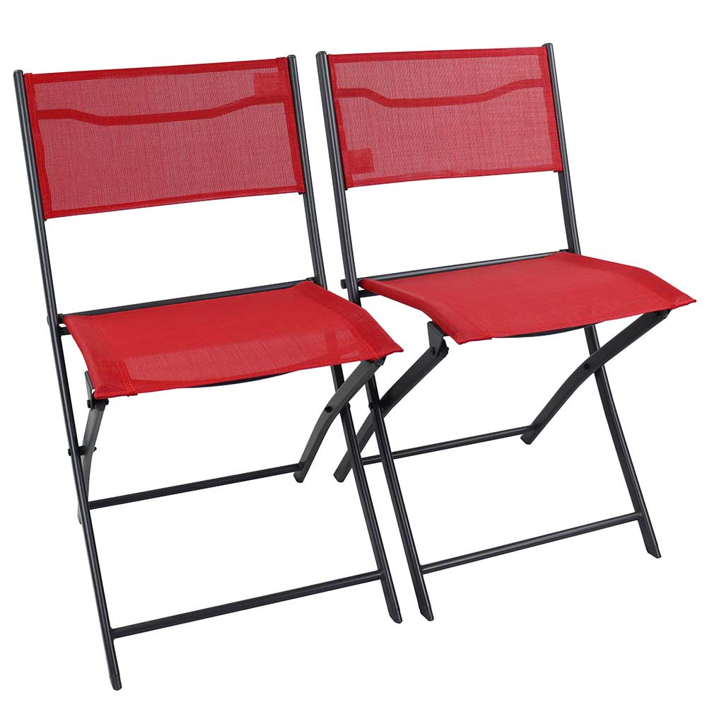 Gartenklappstühle Balkonstühle in Rot und Schwarz 48 cm Sitzhöhe (2er Set) günstig online kaufen