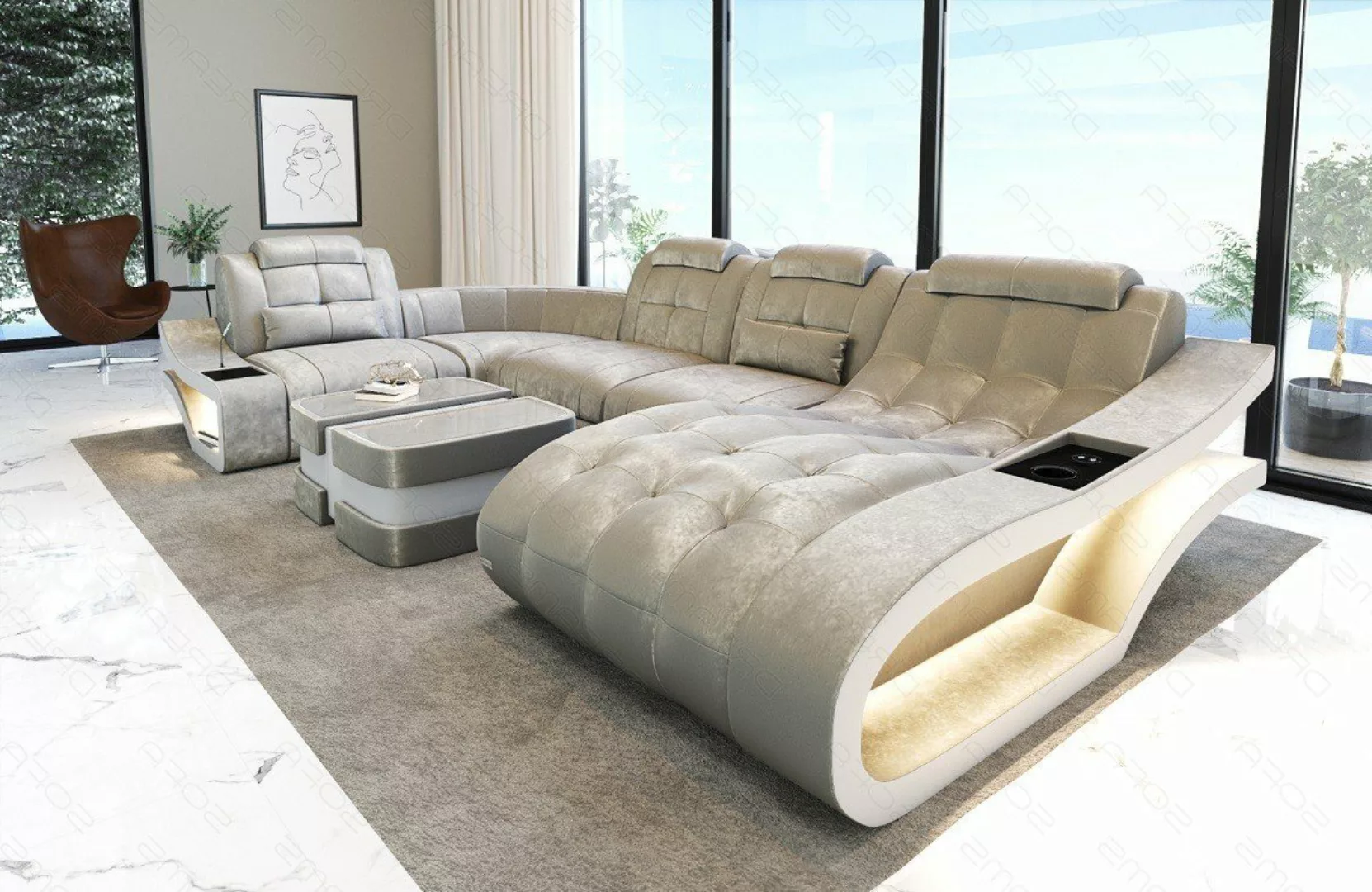 Sofa Dreams Wohnlandschaft Polster Stoff Sofa Couch Elegante S - U Form Sto günstig online kaufen
