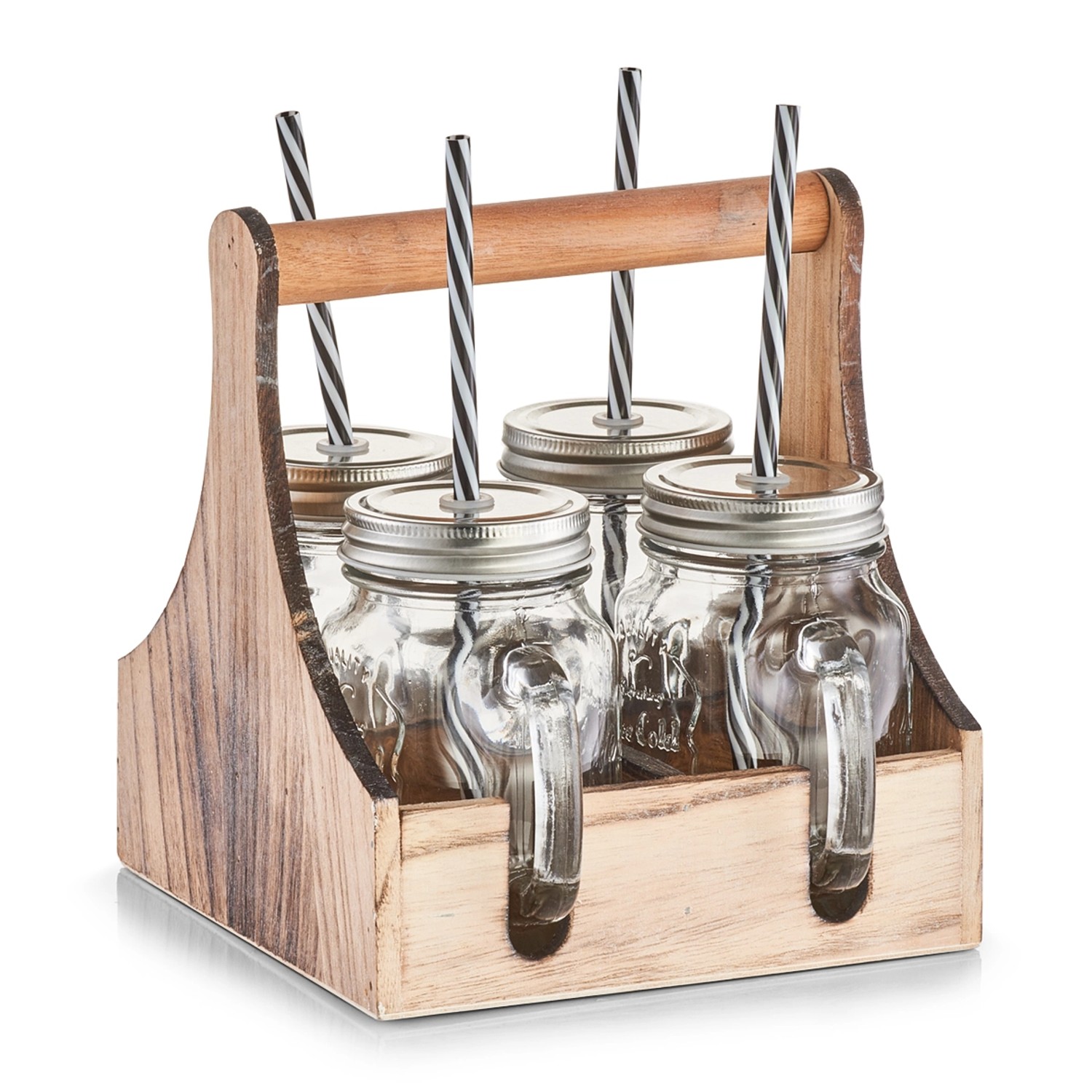 Zeller Trinkgläser-Set Glas/Metall/Holz 5-teilig günstig online kaufen