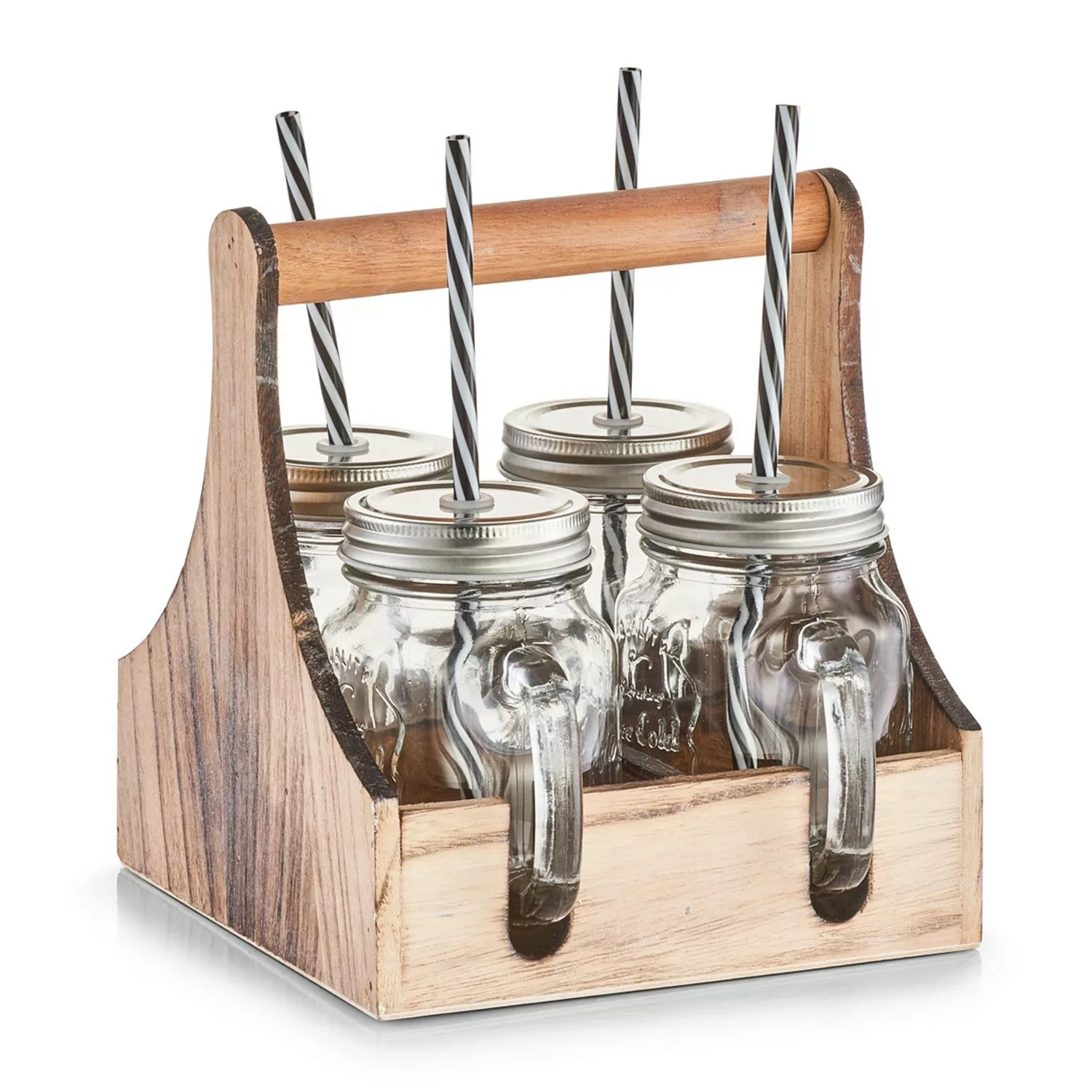 Zeller Trinkgläser-Set Glas/Metall/Holz 5-teilig günstig online kaufen