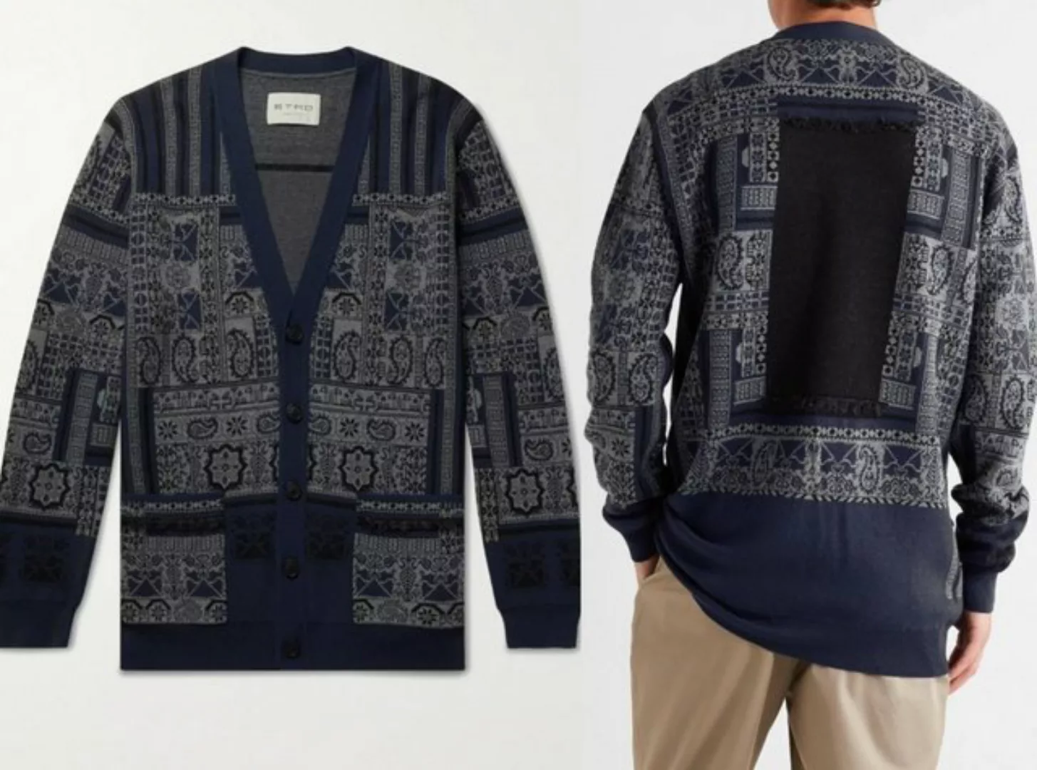 Etro Strickpullover ETRO Fringed Printed Wool Linen Silk Cardigan Jacket St günstig online kaufen