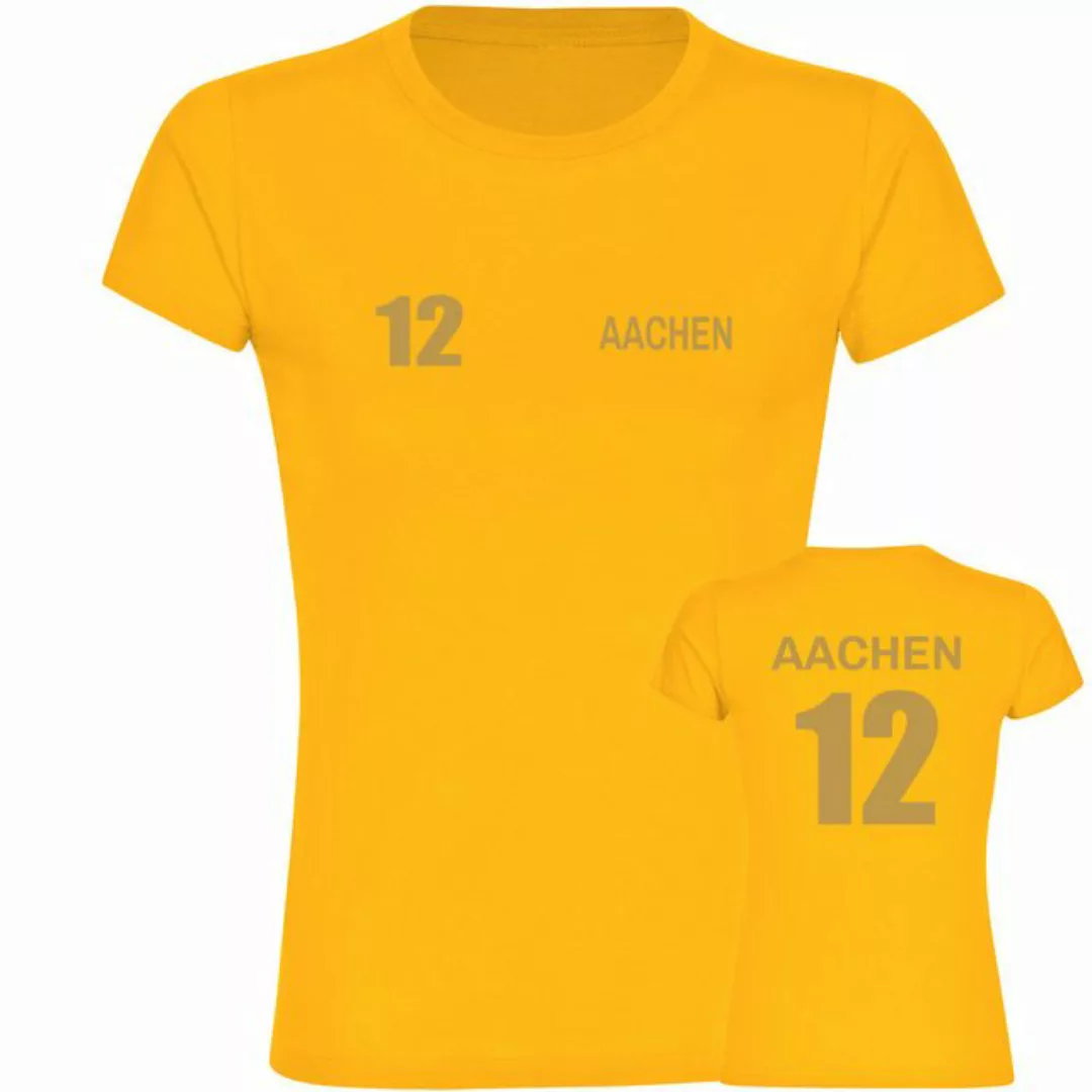 multifanshop T-Shirt Damen Aachen - Trikot Nummer 12 gold - Frauen günstig online kaufen