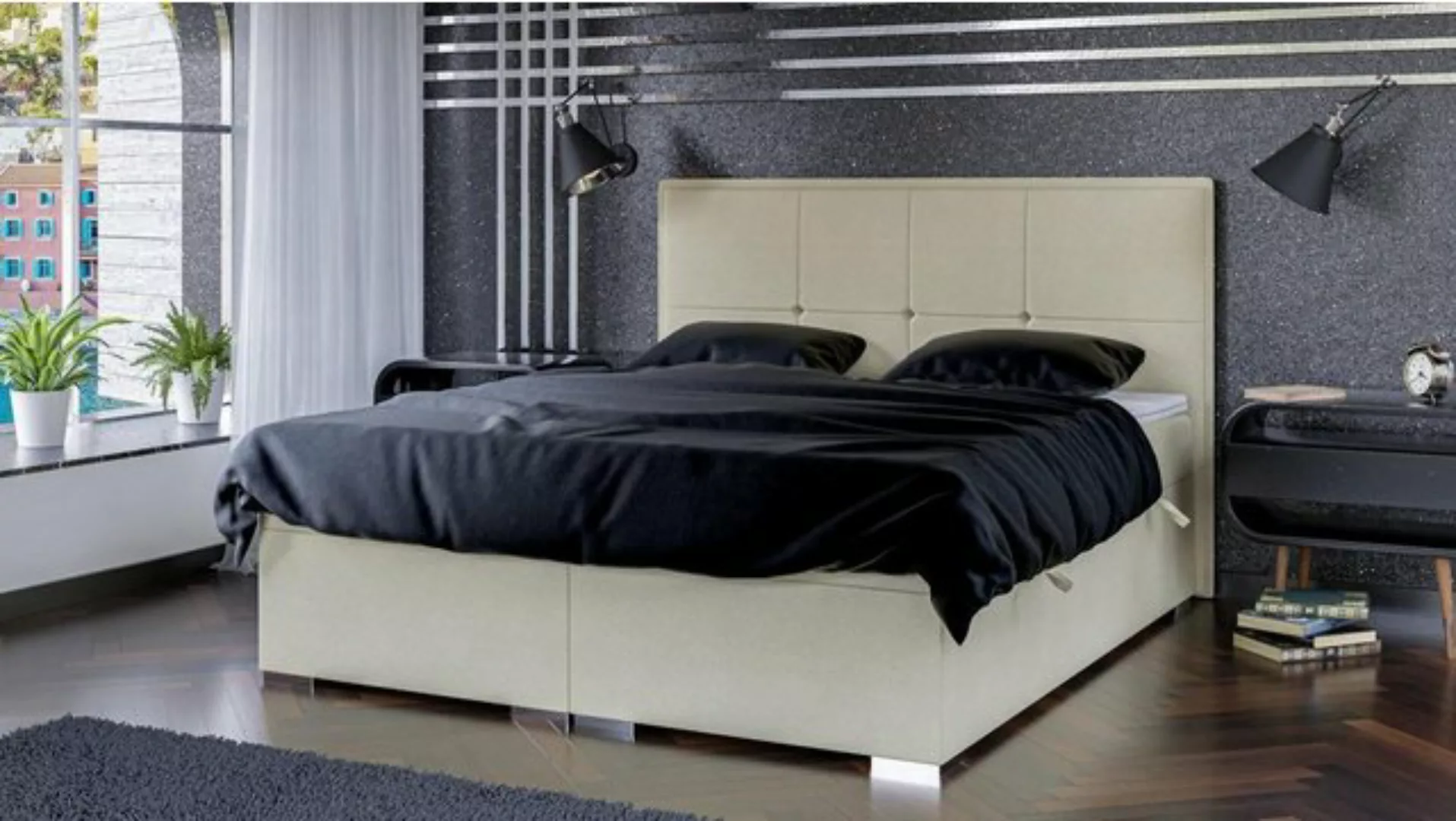 JVmoebel Boxspringbett Schlafzimmer Bett Polster Stoff Luxus Möbel Doppelbe günstig online kaufen