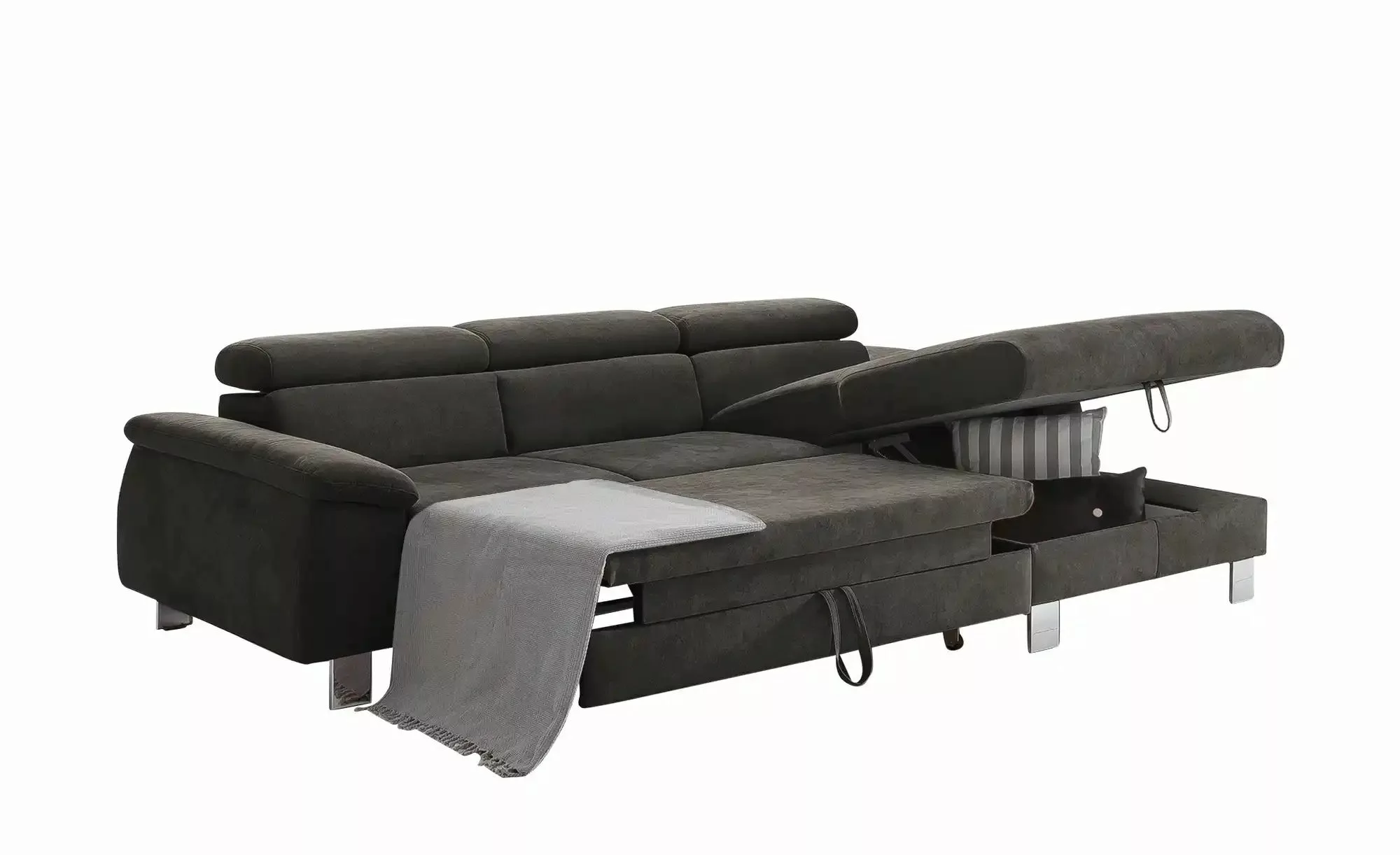 uno Ecksofa aus Velours Micky ¦ braun ¦ Maße (cm): B: 244 H: 72 T: 166 Pols günstig online kaufen