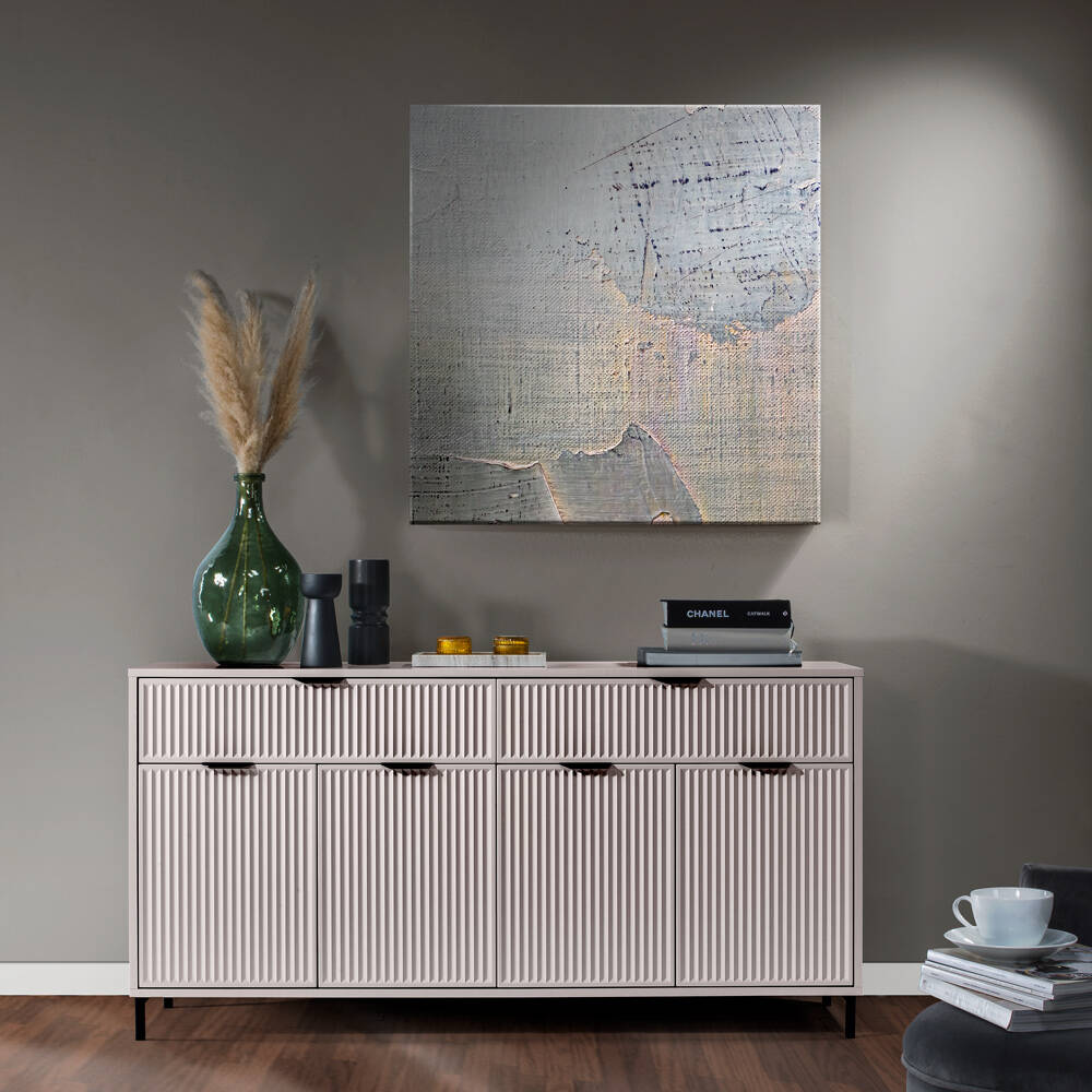 Sideboard in Kaschmir beige mit Rillenoptik 165 cm LAURO-161 günstig online kaufen