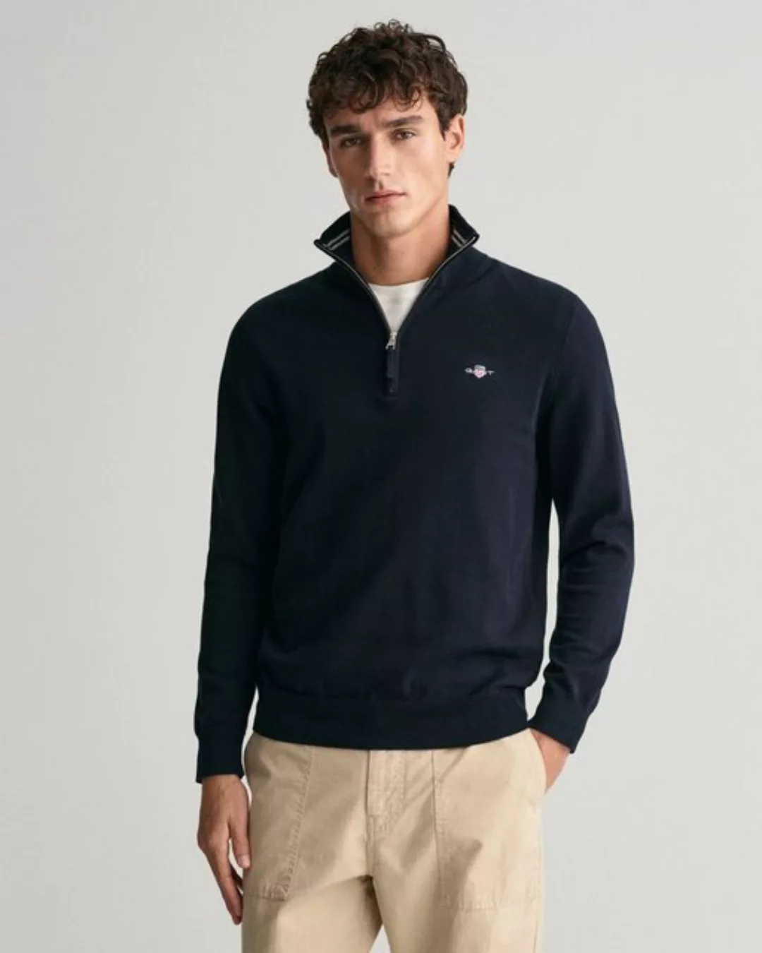 Gant Troyer CLASSIC COTTON HALF ZIP mit gerippten Details günstig online kaufen