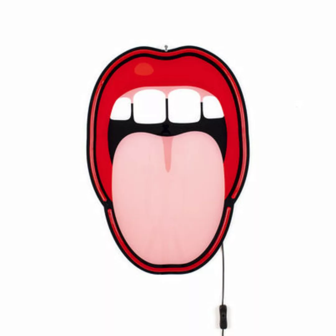 Wandleuchte mit Stromkabel Néon Mouth plastikmaterial rot / Breit - H 58 cm günstig online kaufen