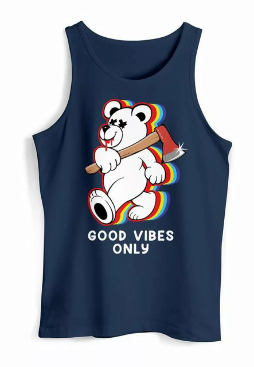 Neverless Tanktop Herren Tank-Top Good Vibes Only Teddy Bär Axt Sarkasmus T günstig online kaufen