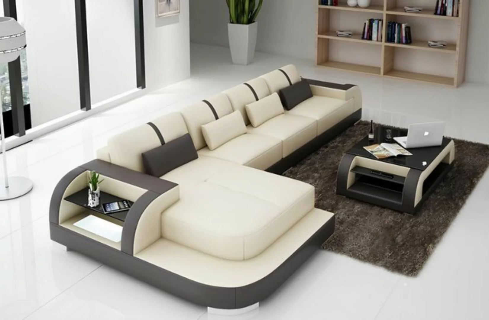 Xlmoebel Ecksofa LubyE Ledersofa Design Polsterecke Wohnlandschaft Couch Po günstig online kaufen