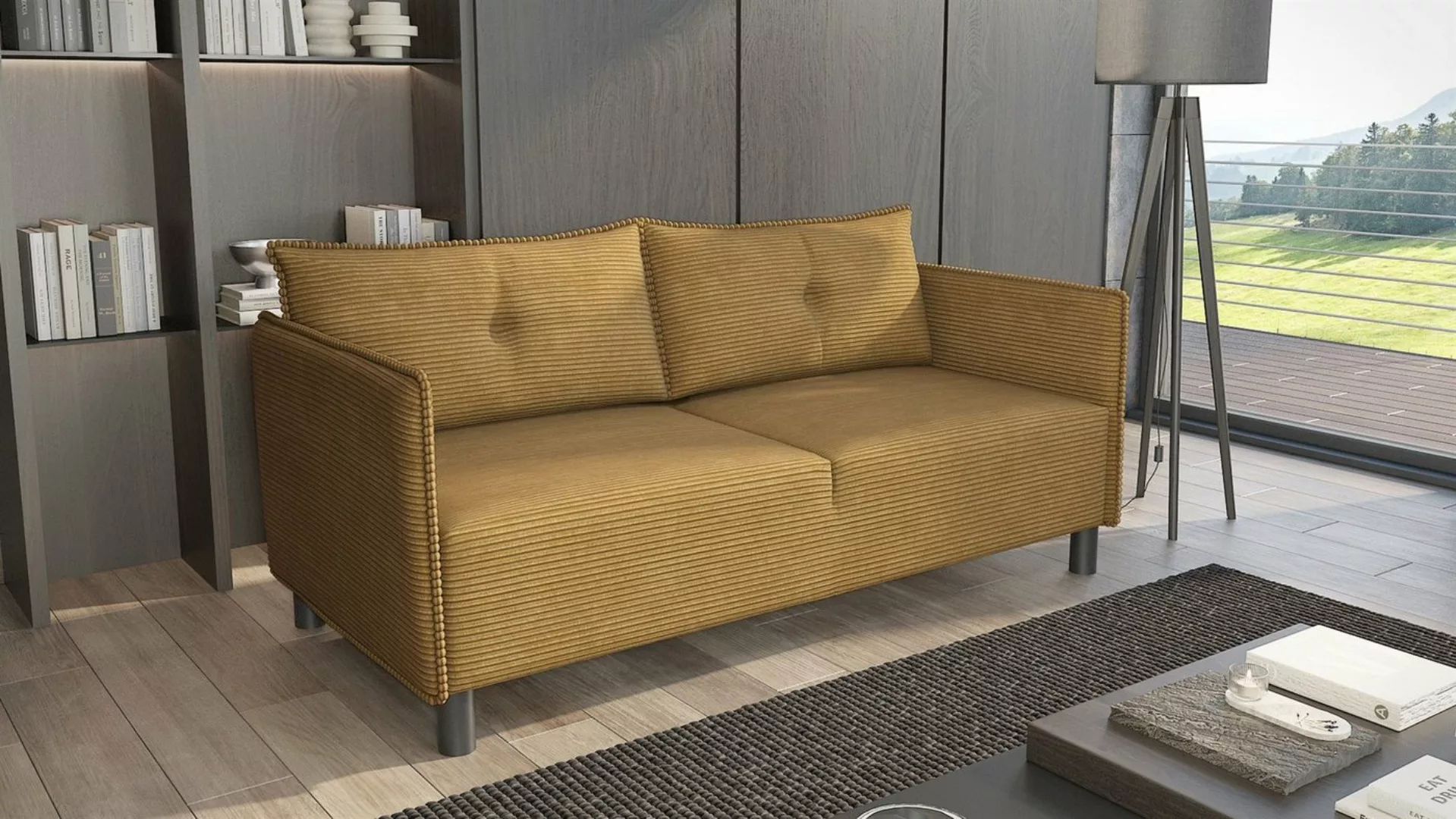 Fun Möbel 3-Sitzer Sofa Designersofa DECLAN in Stoff Lincoln, inkl. 2 Rücke günstig online kaufen