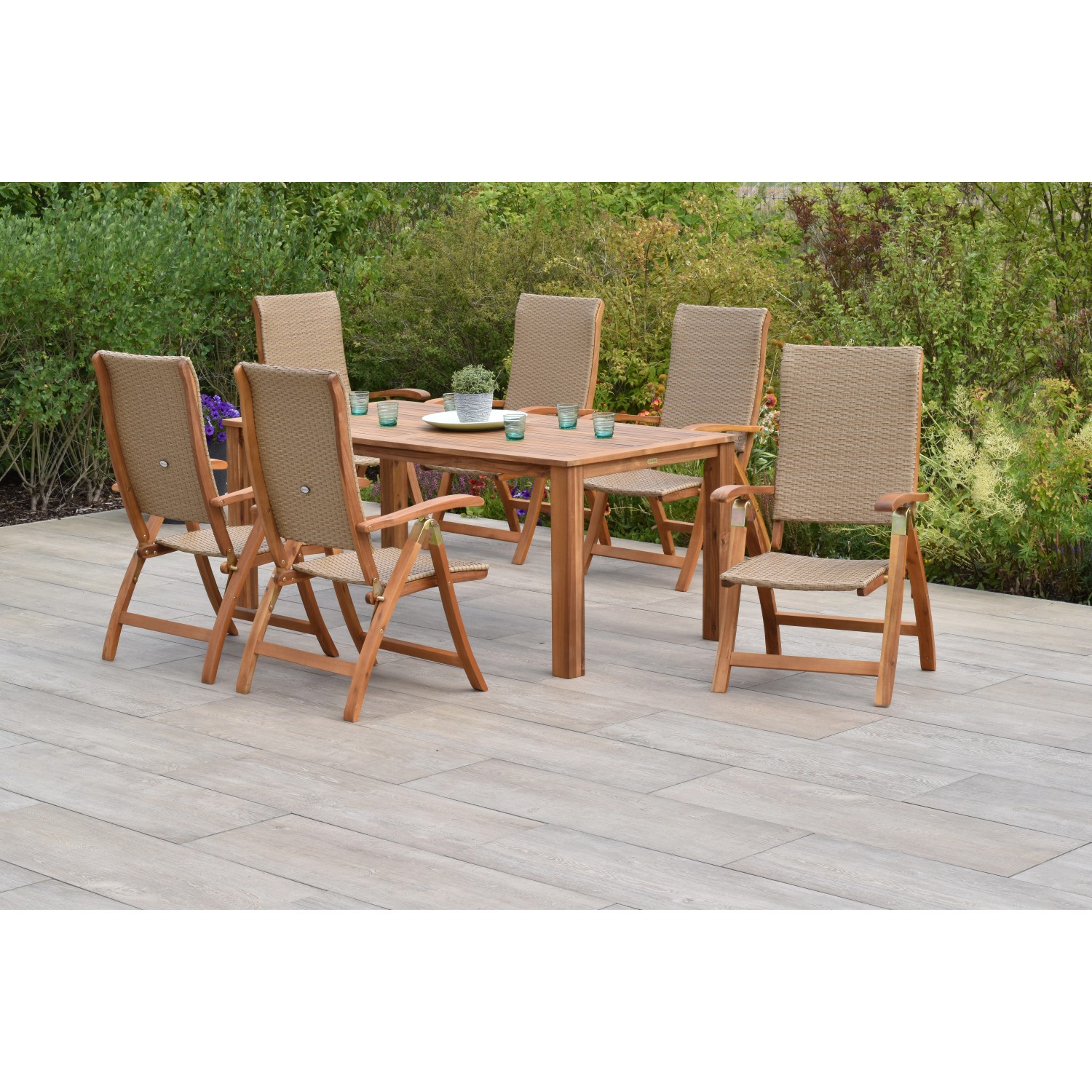 Merxx Capri Gartenmöbel-Set 7-tlg. mit Gartentisch 185 x 90 cm günstig online kaufen