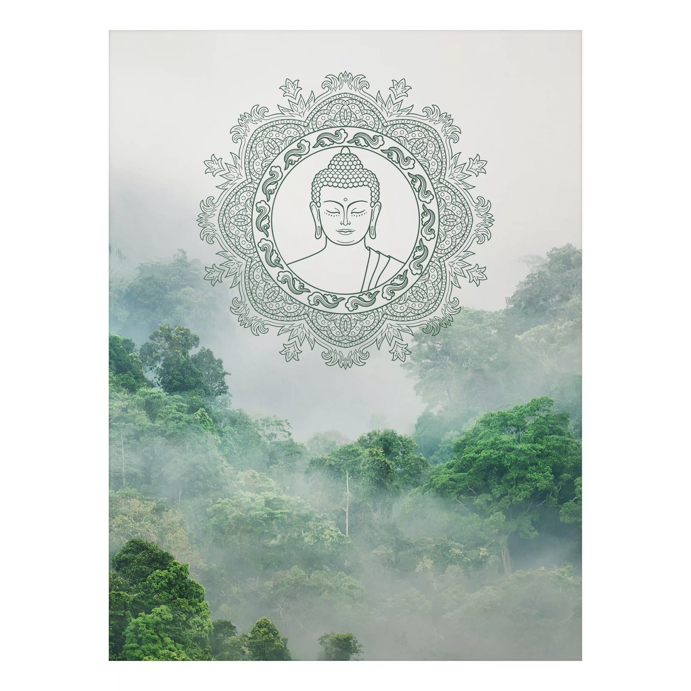 Alu-Dibond Bild Buddha Mandala im Nebel günstig online kaufen