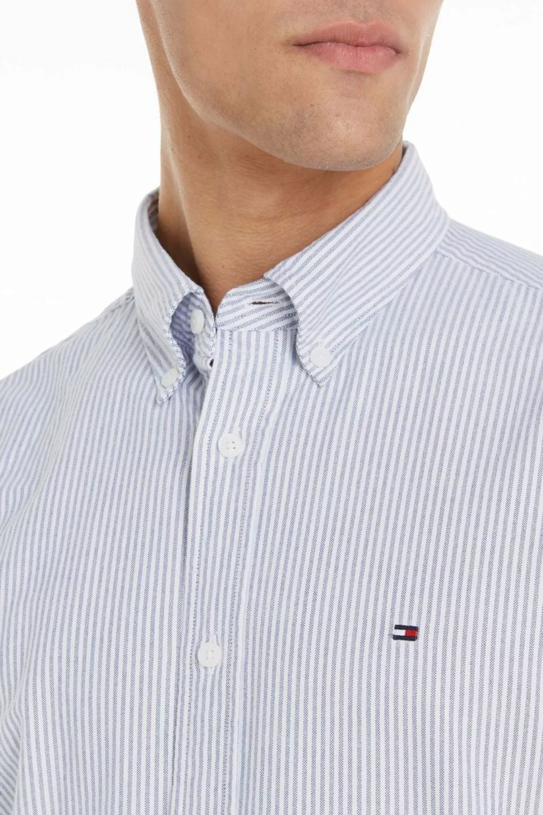 Tommy Hilfiger Oxford Hemd Streifen Hellblau - Größe L günstig online kaufen