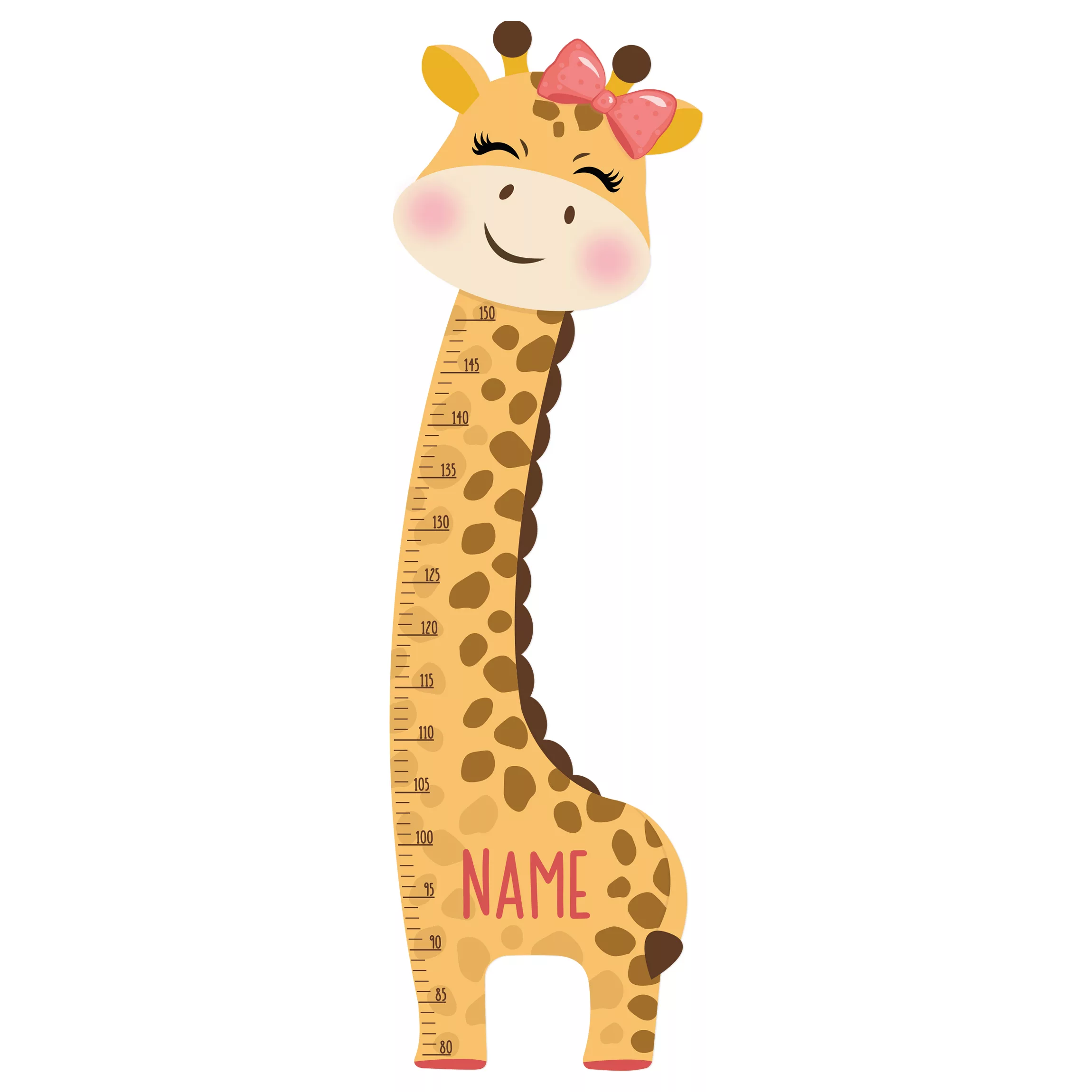 Kindermesslatte Wandtattoo Giraffen Mädchen mit Wunschname günstig online kaufen