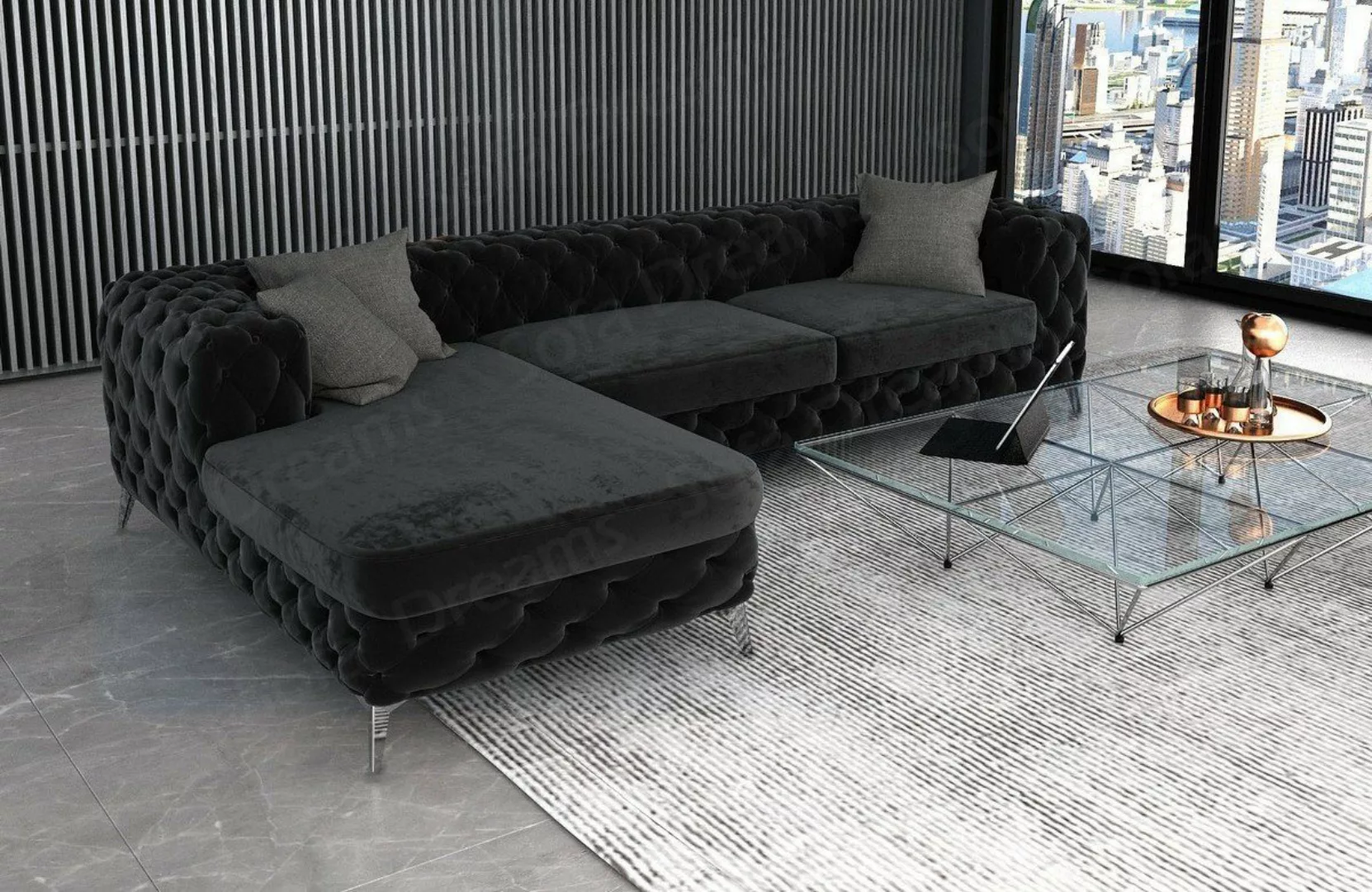 Sofa Dreams Ecksofa Polster Stoffsofa Samtstoff Ecksofa Cordoba L Form kurz günstig online kaufen