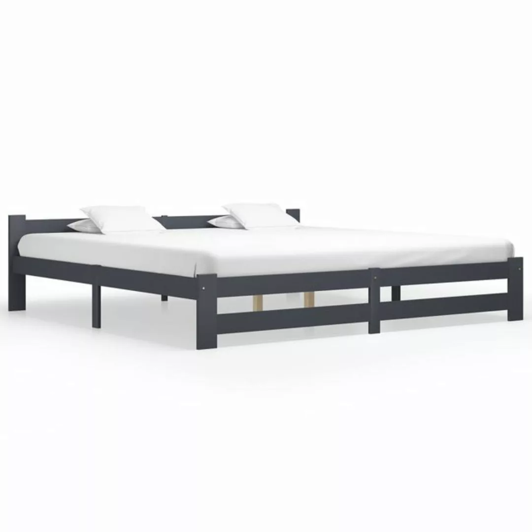 vidaXL Bettgestell Massivholzbett Dunkelgrau Kiefer 200x200 cm Doppelbett B günstig online kaufen