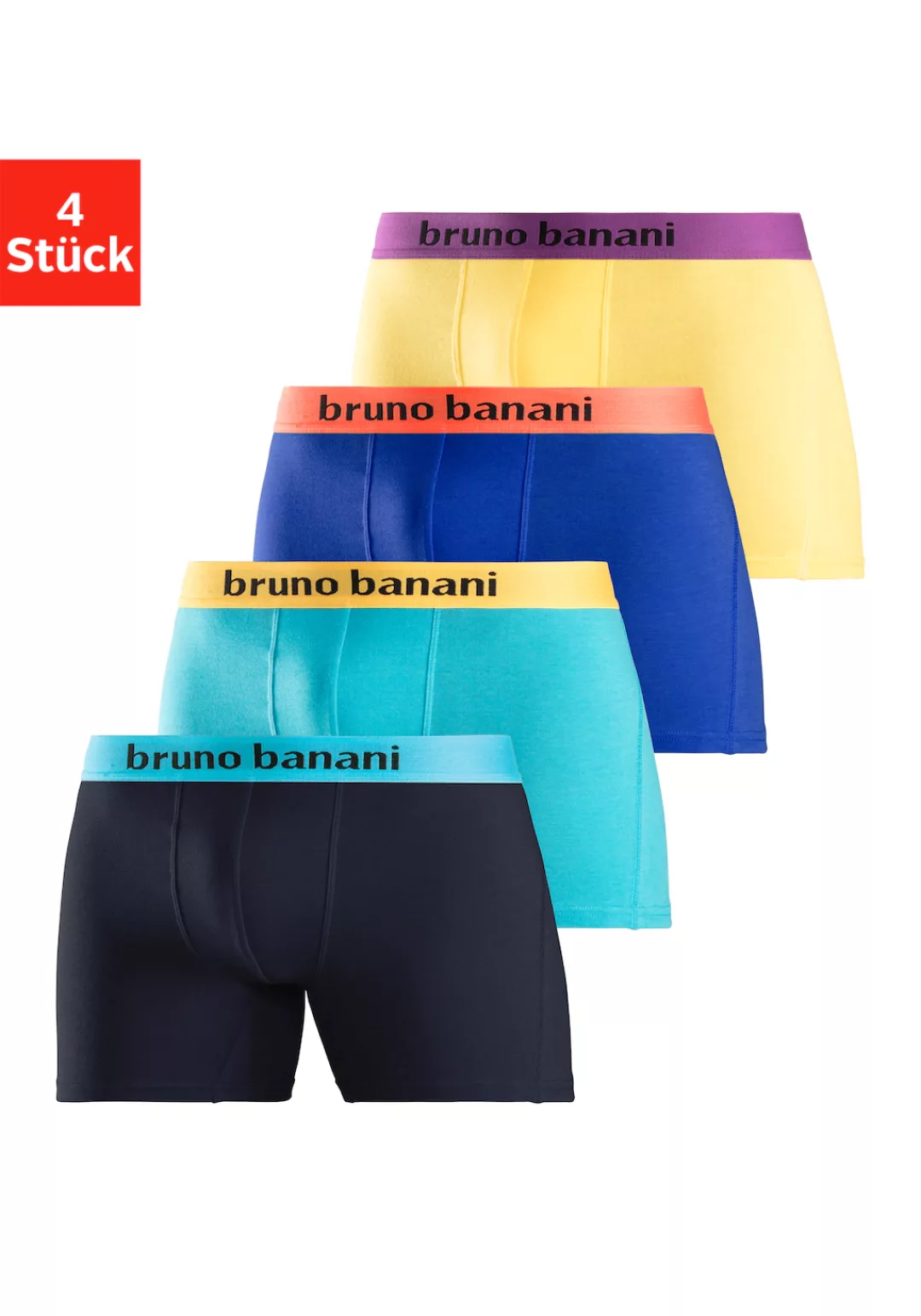 Bruno Banani Boxer "Unterhose für Herren", (Packung, 4 St.), mit längerem B günstig online kaufen