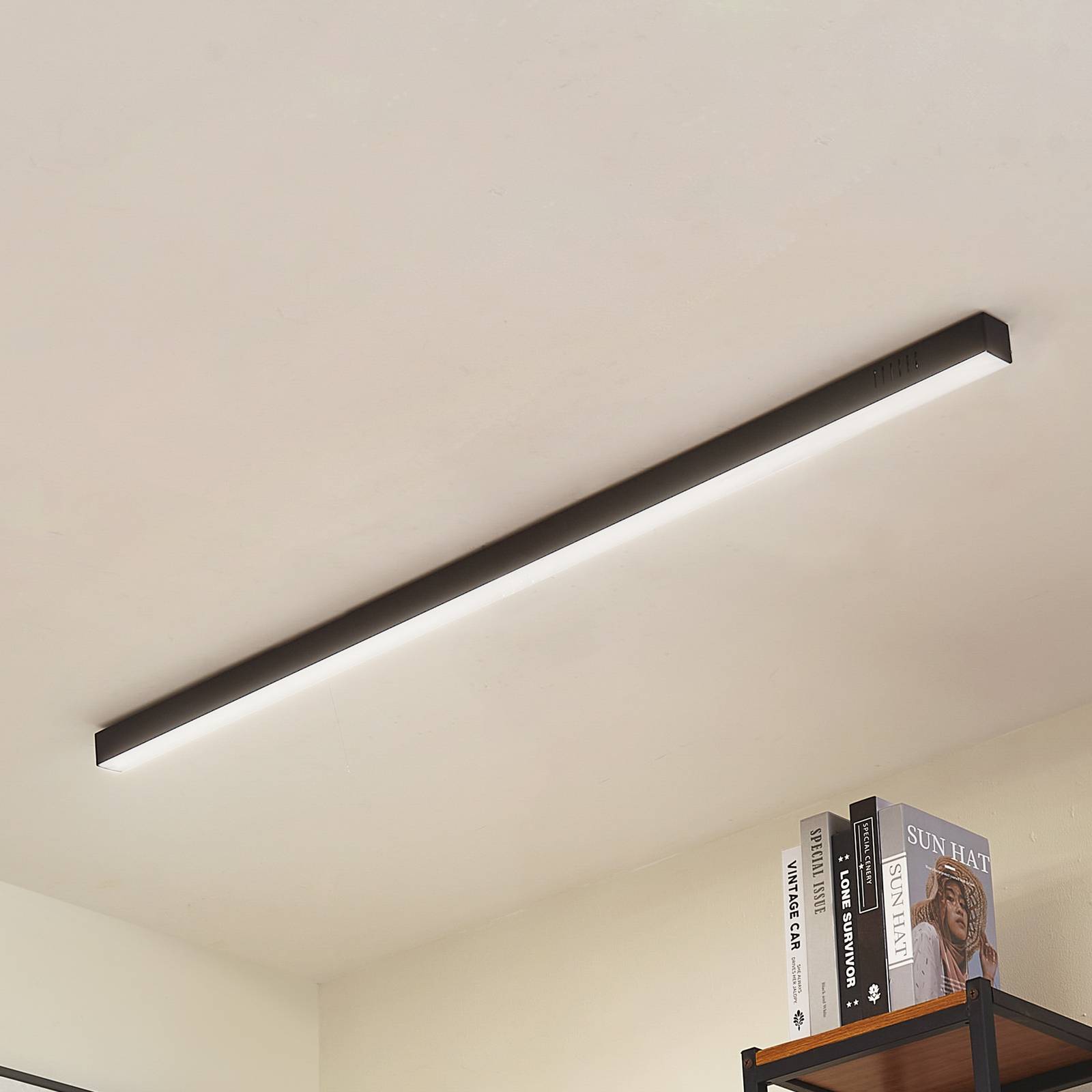 Lucande LED-Deckenleuchte Teniona, 132 cm, schwarz, Alu günstig online kaufen