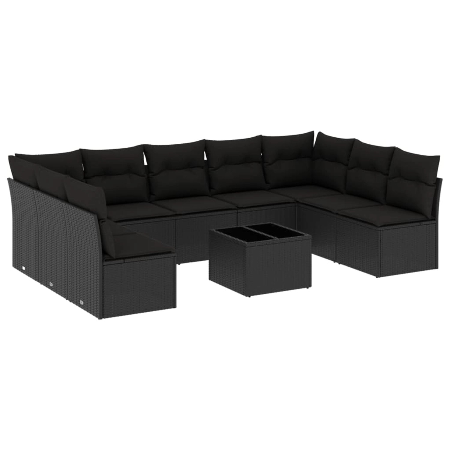 vidaXL 10-tlg Garten-Sofagarnitur mit Kissen Schwarz Poly Rattan Modell 35 günstig online kaufen