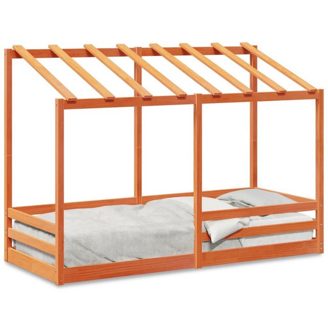 vidaXL Bett, Kinderbett mit Dach Wachsbraun 90x190 cm Massivholz Kiefer günstig online kaufen