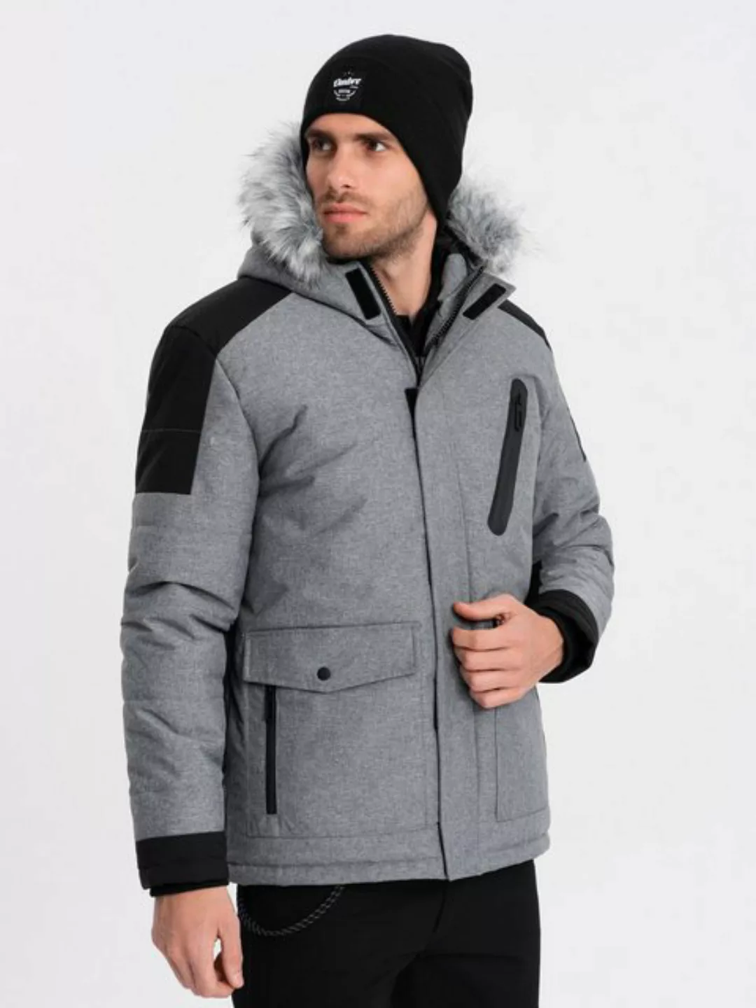 OMBRE Winterjacke Herren-Winterjacke mit verstellbarer Kapuze mit abnehmbar günstig online kaufen