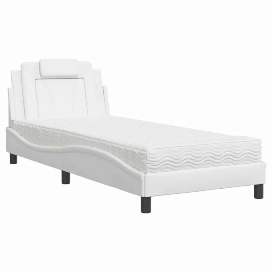 vidaXL Bett Bett mit Matratze Weiß 80x200 cm Kunstleder günstig online kaufen