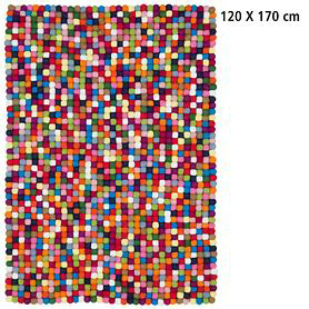 myfelt - Lotte Filzkugelteppich rechteckig - multicolor/120x170 cm günstig online kaufen