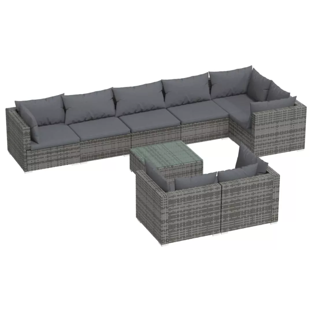 Vidaxl 9-tlg. Garten-lounge-set Mit Kissen Grau Poly Rattan günstig online kaufen