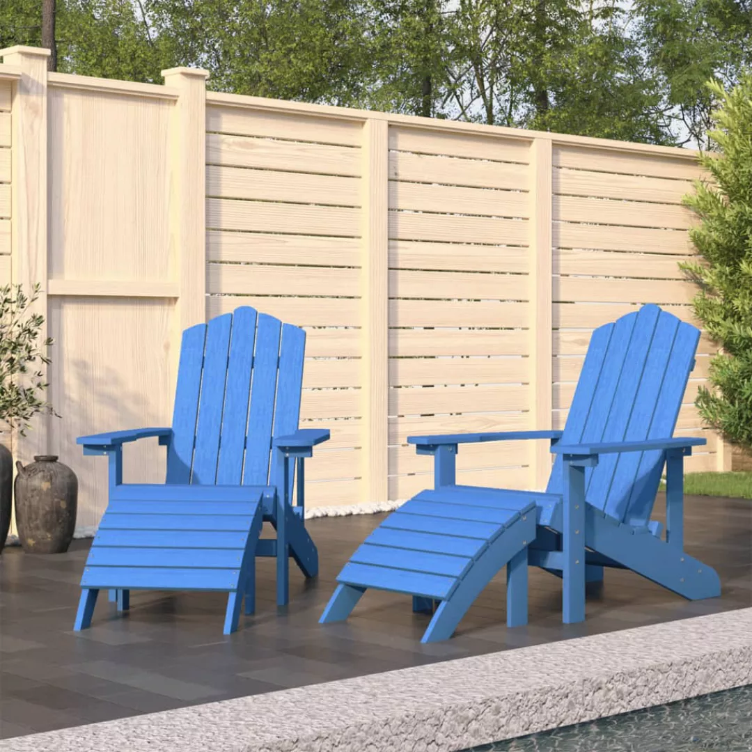 Vidaxl Adirondack-gartenstühle 2 Stk. Mit Hockern Hdpe Aquamarin günstig online kaufen