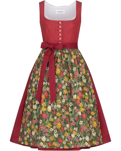 FELICITAS Dirndl Leinen-Dirndl mit Blumenmuster günstig online kaufen