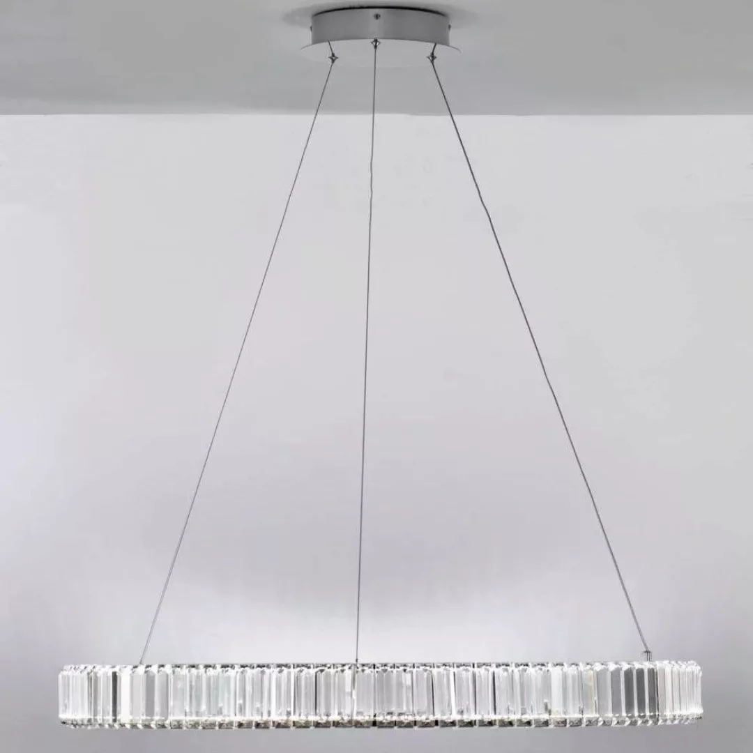 LED Pendelleuchte Aurelia in Chrom und Transparent 47W 4895lm günstig online kaufen