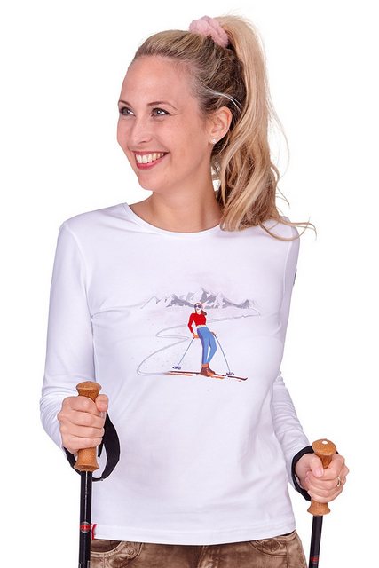 Almgwand Trachtenshirt Longsleeve Damen - SCHNAIDBERGALM - weiß günstig online kaufen